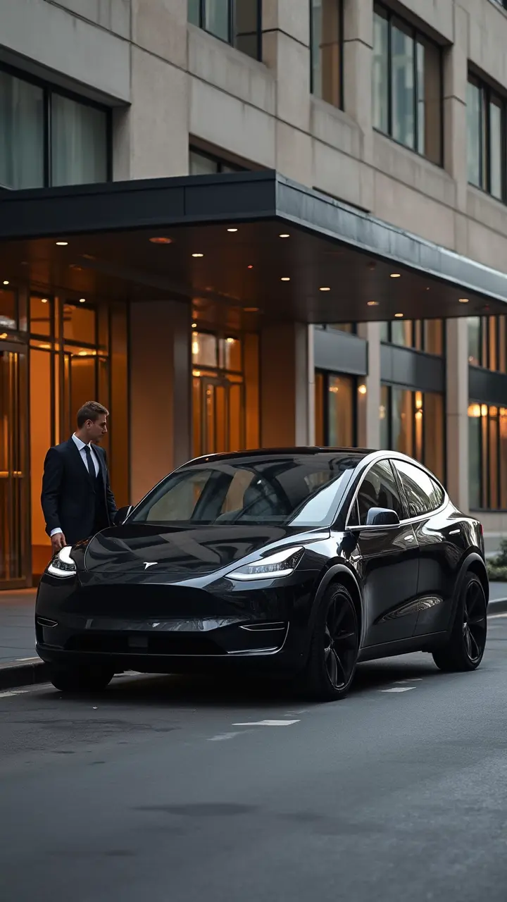 Chauffeur privé à Cannes avec Tesla Model Y – service VTC et taxi haut de gamme sur la Côte d’Azur